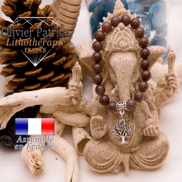 Bracelet quartz vin et son charms arbre de vie en alliage