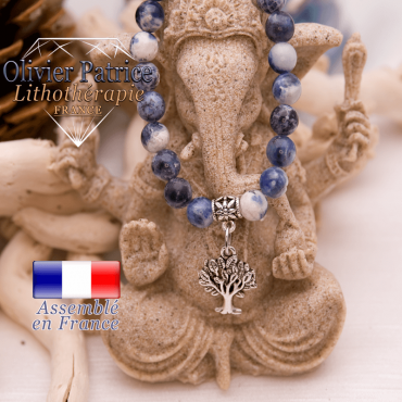 Bracelet sodalite et son charms arbre de vie en alliage