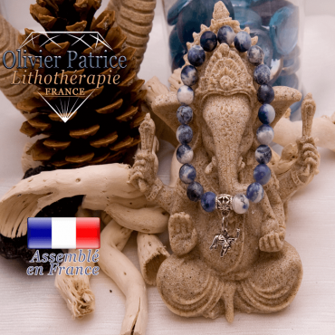 Bracelet sodalite et son charms elephant en alliage