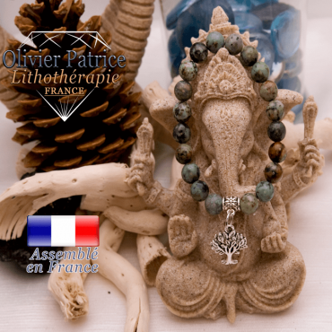 Bracelet turquoise bleue africaine et son charms arbre de vie alliage