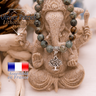 Bracelet turquoise bleue africaine et son charms arbre de vie alliage