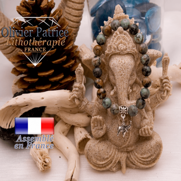 Bracelet turquoise bleue africaine et son charms elephant alliage