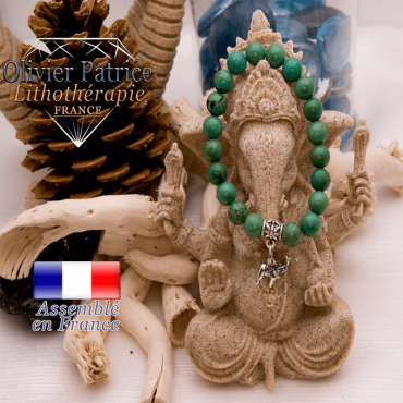 Bracelet turquoise du Tibet et son charms elephant en alliage