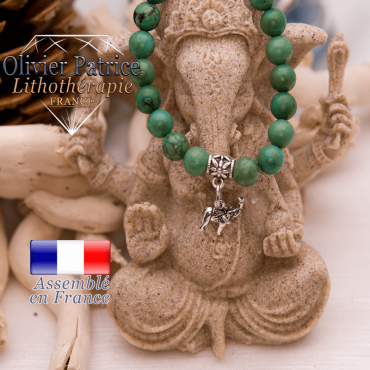 Bracelet turquoise du Tibet et son charms elephant en alliage