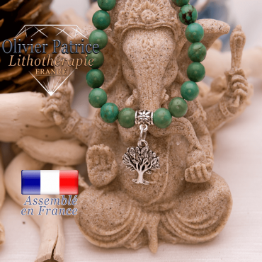 Bracelet turquoise du Tibet et son charms arbre de vie en alliage