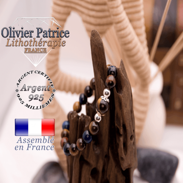 Bracelet 2 oeil de tigre et oeil de taureau en argent 925