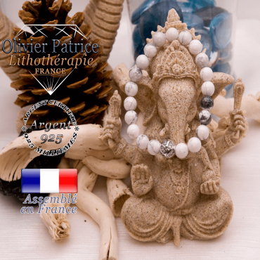 Bracelet howllte et boule gravée en argent 925