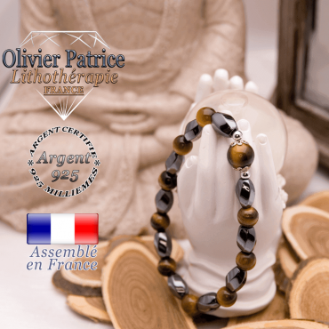 Bracelet hématite œil de tigre argent 925 femme