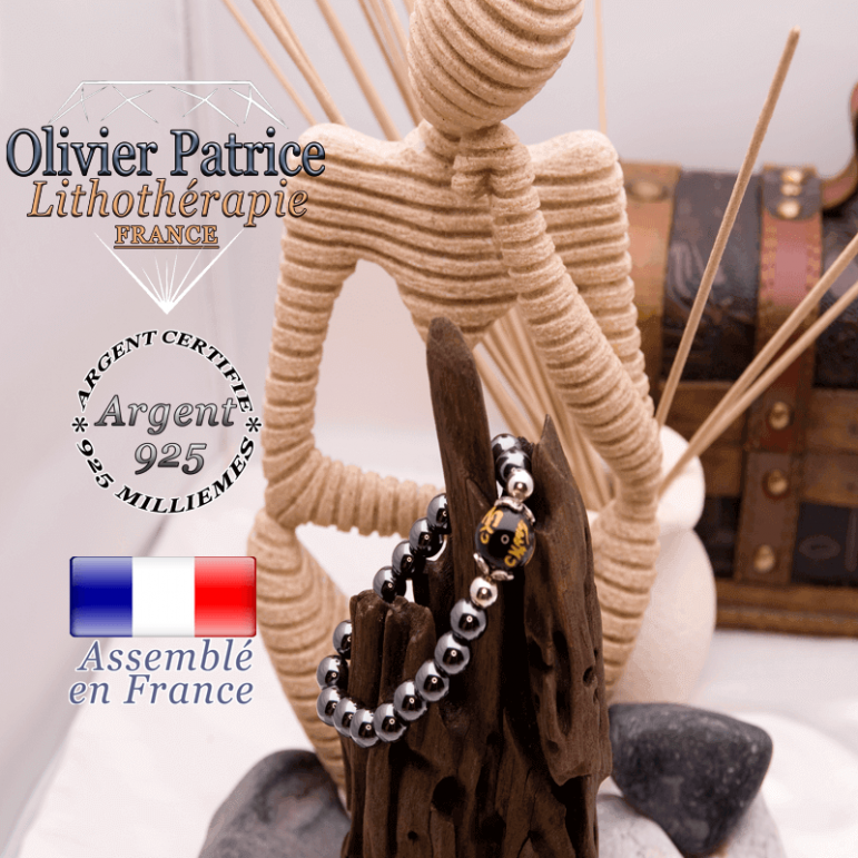 Bracelet hématite et onyx mantra OM MANI