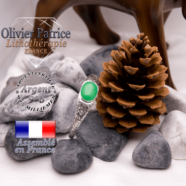 Bracelet toile d'araignée agate verte fermé en argent 925