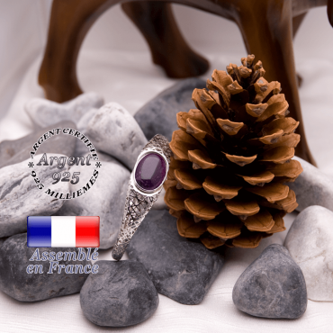 Bracelet toile d'araignée agate à bandes violettes fermé en argent 925