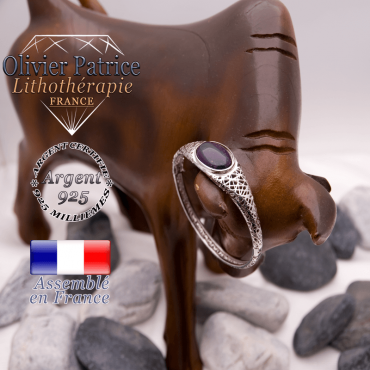 Bracelet toile d'araignée agate à bandes violettes fermé en argent 925