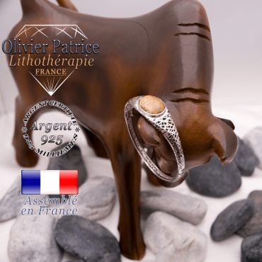 Bracelet toile d'araignée jaspe paysage fermé en argent 925