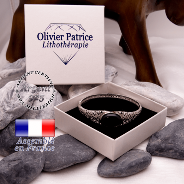 Bracelet toile d'araignée en onyx, fermé, en argent 925