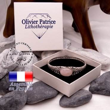 Bracelet toile d'araignée quartz rose fermé en argent 925