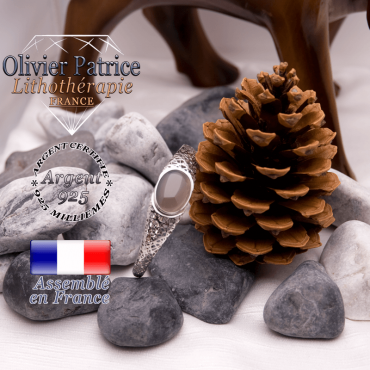 Bracelet toile d'araignée en onyx gris, fermé, en argent 925