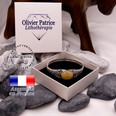 Bracelet toile d'araignée en onyx jaune, fermé, en argent 925