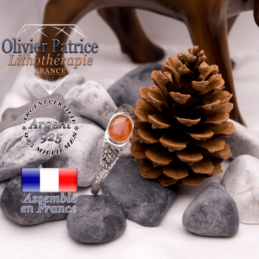 Bracelet toile d'araignée aventurine orange fermé en argent 925