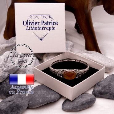 Bracelet toile d'araignée aventurine orange fermé en argent 925