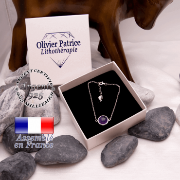 Bracelet améthyste avec sa chaine en argent 925
