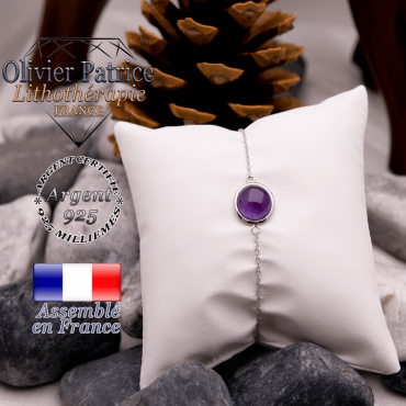 Bracelet améthyste avec sa chaine en argent 925