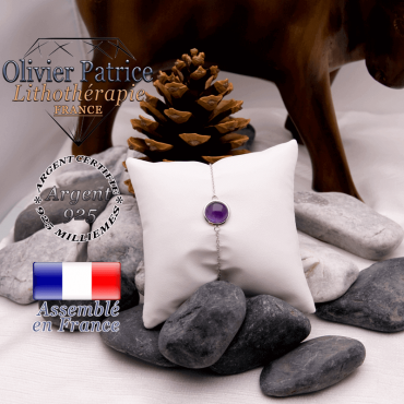 Bracelet améthyste avec sa chaine en argent 925
