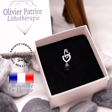 Pendentif double cœur améthyste en argent 925