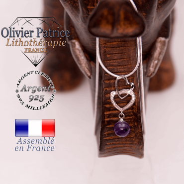 Pendentif double cœur améthyste en argent 925