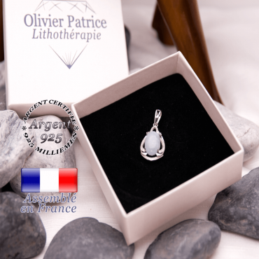 Pendentif aigue marine goutte d'eau et argent 925