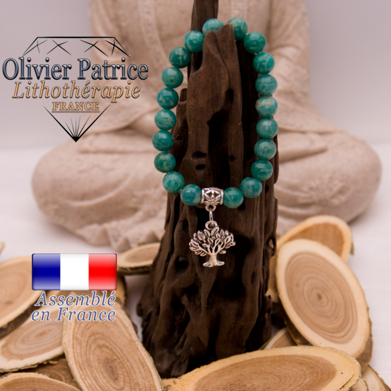Bracelet amazonite russe charms arbre de vie en alliage