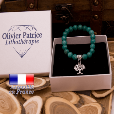 Bracelet amazonite russe charms arbre de vie en alliage