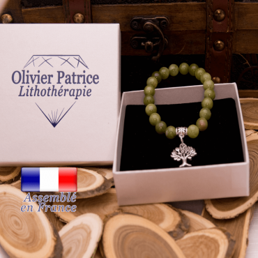 Bracelet jade néphrite du Canada charms arbre de vie alliage