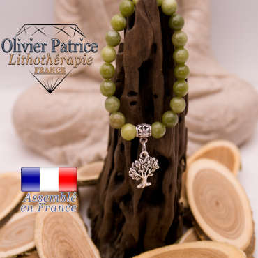 Bracelet jade néphrite du Canada charms arbre de vie alliage