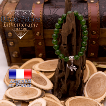 Bracelet jade de Taiwan charms éléphant alliage