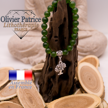 Bracelet jade de Taiwan charms arbre de vie alliage