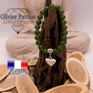 Bracelet jade de Taiwan charms coeur  alliage