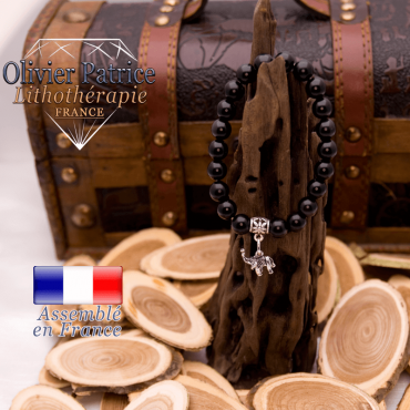 Bracelet obsidienne œil céleste charms éléphant alliage