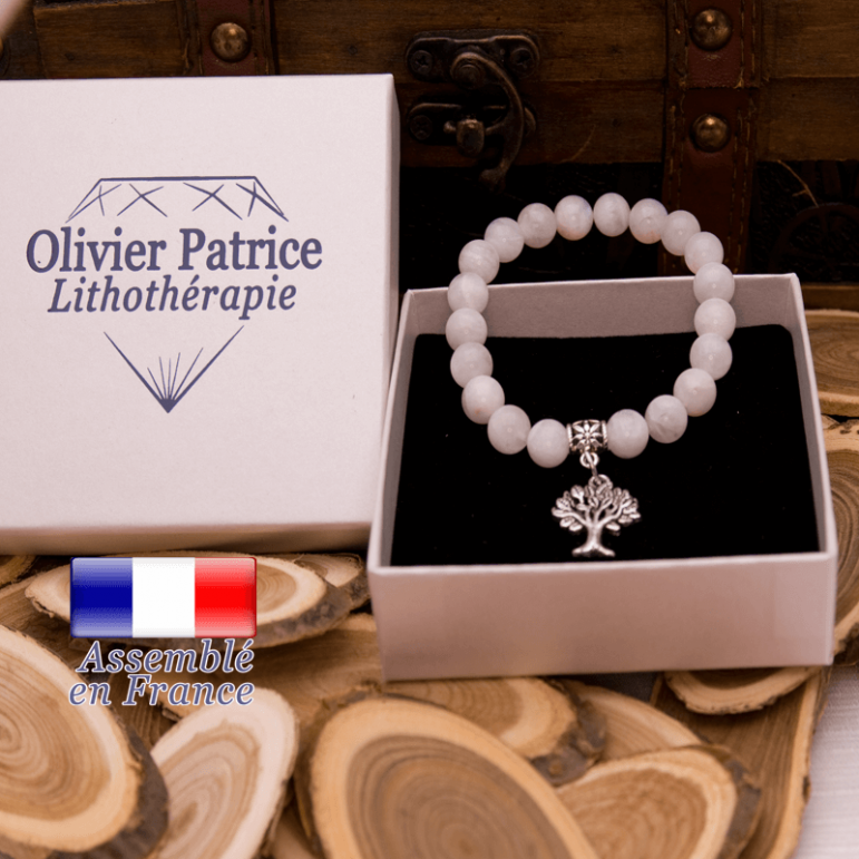 Bracelet pierre de lune charms arbre de vie en alliage