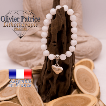 Bracelet pierre de lune charms coeur en alliage