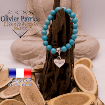 Bracelet turquoise et son charms coeur en alliage