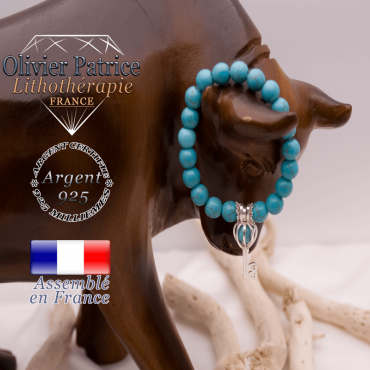 Bracelet turquoise et sa cage clé en argent 925