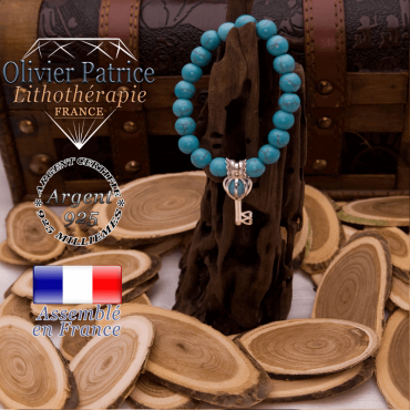 Bracelet turquoise et sa cage clé en argent 925