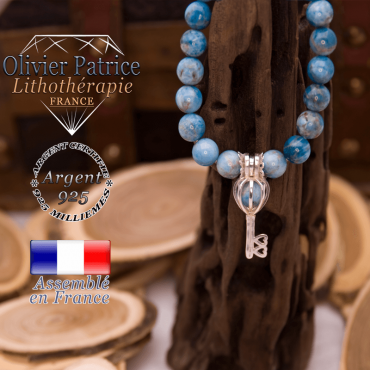 Bracelet apatite cage clé argent 925