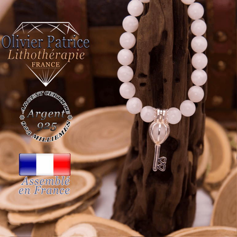 Bracelet  pierre de lune cage clé argent 925