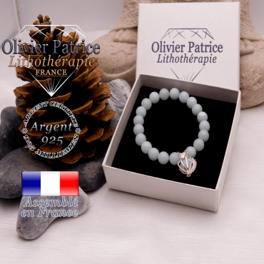 Bracelet aigue marine et sa cage strass en argent 925