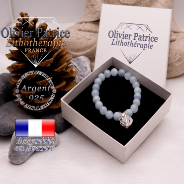 Bracelet aigue marine et sa cage strass en argent 925