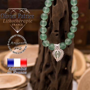 Bracelet aventurine cage strass en argent 925