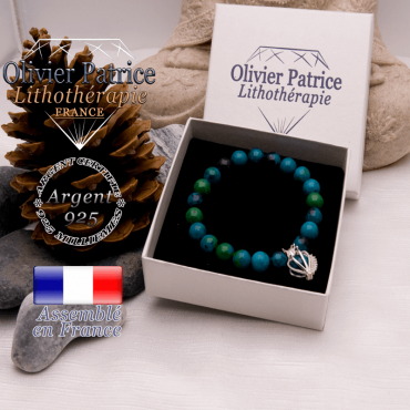 Bracelet chrysocolle et sa cage strass en argent 925