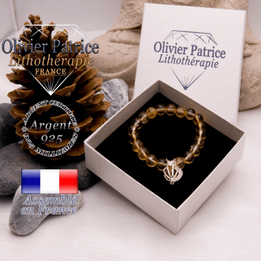 Bracelet citrine et sa cage strass en argent 925