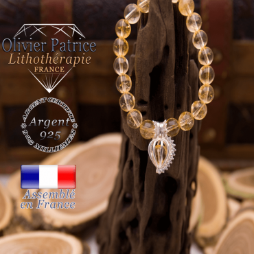 Bracelet citrine et sa cage strass en argent 925